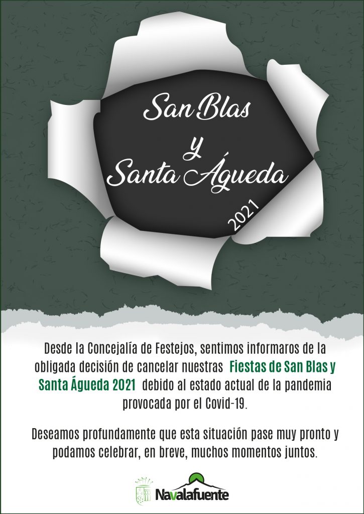 Cancelación de las Fiestas de San Blas y Santa Águeda 2021