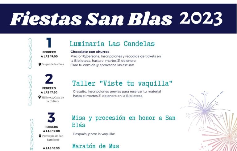 Programa fiestas San Blas 2023